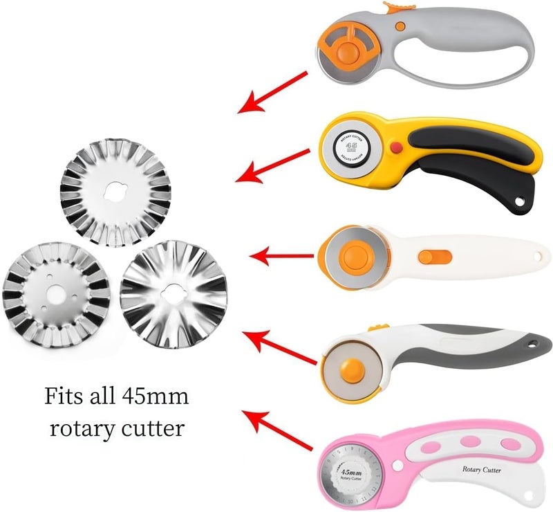 AMASEWART 6 Pack 45mm Pinking Rotary Cutter Blades, Wave Rotary Blades, Decorative Rotary Blades for Quilting,Sewing and Arts & Crafts - Image 2